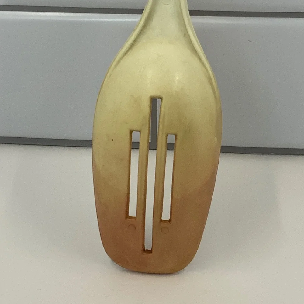 Vintage Foley Wheat Stalk Slotted Spoon Nylon Cream 11.5in